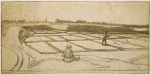 Górnictwo soli w Le Croisic, 1645 (kreda, długopis i pędzel na papierze) autorstwa Lambert Doomer