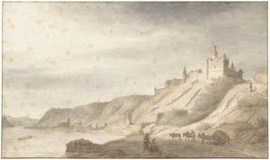 Zamek Rheinfels w pobliżu St. Goar nad Renem autorstwa Lambert Doomer