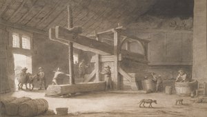 Prasa do wina Monsieur Dittyl, poza Nantes, ok. 1670 (pióro i atrament z praniem na papierze)