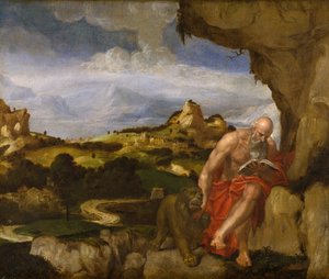 St Jerome in the Wilderness, połowa XVI wieku autorstwa Lambert Sustris