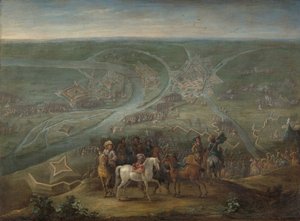 Dowódcy francuscy podczas oblężenia Rheinberga, 1672 autorstwa Lambert de Hondt (II)