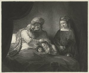 Jakub błogosławi Efraima i Manassesa