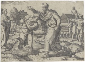 Chrzest etiopskiego eunucha autorstwa Filipa Sceny z Księgi Dziejów Apostolskich (tytuł serii) autorstwa Lambertus Suavius (attributed to)