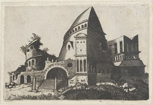 Ruïne met piramideforme toren Rysunki ruin różnych manufaktur bardzo przydatne malarzom i innym tego typu artystom (tytuł serii)