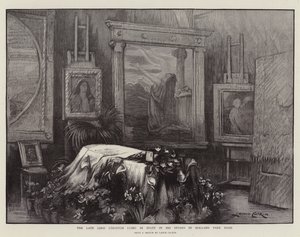 Późny Lord Leighton leżący w swoim studiu przy Holland Park Road autorstwa Lance Calkin