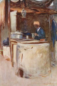 Ludzie Egiptu: A Public Cook, Tabak Omumi (kolorowa litografia) autorstwa Lance Thackeray