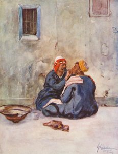 Mieszkańcy Egiptu: Fryzjer, Hallaq (kolorowa litografia) autorstwa Lance Thackeray