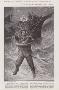Aparatura ratunkowa w pracy na wybrzeżu Norfolk (litho) autorstwa Lancelot Speed