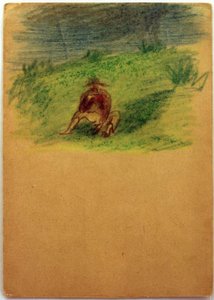 Bez tytułu (mężczyzna siedzący na łące) autorstwa Laszlo Moholy-Nagy
