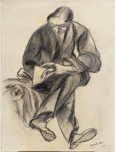 Czytanie siedzącej postaci, 1919 autorstwa Laszlo Moholy Nagy