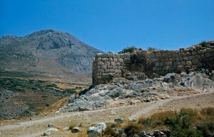 Mury akropolu: miejsce starożytnego miasta Mykeny na Peloponezie (1500-1100 pne) Grecja