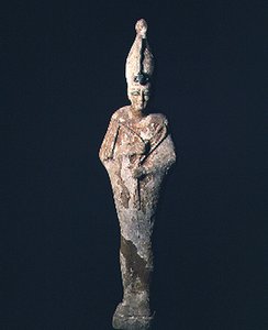 Pokryta gesso drewniana figura Ozyrysa, okres Saite, 664-525 p.n.e. (drewno i gesso) autorstwa Late Period Egyptian
