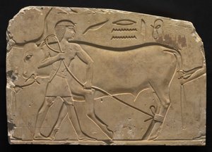 Mężczyźni krępujący wołu, 667-647 pne autorstwa Late Period Egyptian