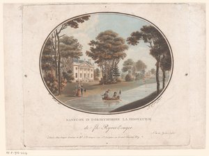 Widok Ranston w Dorsetshire Ranston w Dorsethshire La Seigneurie de Jh Ryves Ecuyer. (tytuł na obiekcie) Jardins Anglais (tytuł serii na obiekcie) Ogrody angielskie (tytuł serii)
