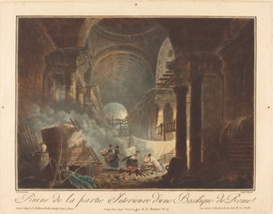 Ruiny wewnętrznej części bazyliki w Rzymie autorstwa Laurent Guyot after Hubert Robert