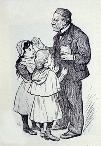 Portret Louisa Pasteura (1822-1895), francuskiego chemika i fizyka rozdającego słodycze dzieciom Instytutu. Szkic Luciena Laurenta-Gsella (Laurent Gsell) (1860-1944). DR autorstwa Laurent Lucien Gsell
