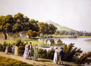 Widok dzielnicy Brigittenau i Dunaju od strony Augarten, początek XIX w. (rycina) autorstwa Laurenz (after) Janscha