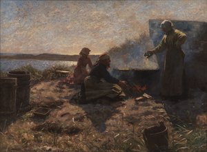 Wrzący olej kolejowy w Nymindegab w Jutlandii autorstwa Laurits Regner Tuxen