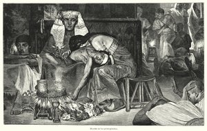 Śmierć pierworodnych: ostatnia z dziesięciu plag egipskich (lito) autorstwa Lawrence (after) Alma Tadema