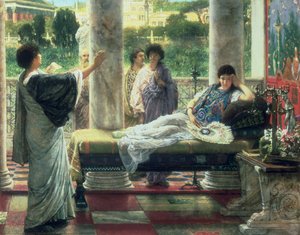 Katullus czytający swoje wiersze w domu Lesbii, 1870 autorstwa Lawrence Alma Tadema
