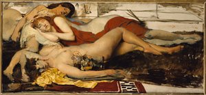 Wyczerpany Maenides, c.1873-74 autorstwa Lawrence Alma Tadema