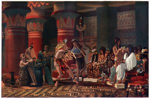 Rozrywka w starożytnym Egipcie trzy tysiące lat temu, ilustracja z „Egipskiego mitu i legendy”, opublikowanego przez Gresham Publishing, Co. autorstwa Lawrence Alma Tadema