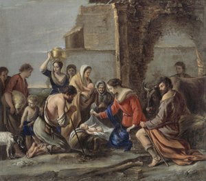Le Nain - Adoracja pasterzy, 1644 r. autorstwa Le Nain Brothers