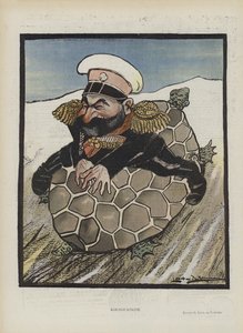 Aleksiej Kuropatkin, rosyjski minister wojny. Ilustracja do Le Rire (kolor lito)