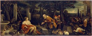 Zuzanna i Starszyzna. Obraz Leandro Bassano (1557-1622), olej na płótnie, ok. 1580. Sztuka włoska (Wenecja)