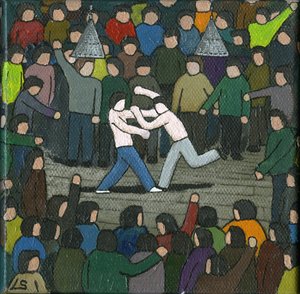 Walka, 2015 (akryl i tusz na płótnie)