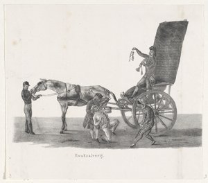Sjees ze znachorem, 1835 znachorstwo (tytuł na obiekcie) Indywidualne występy, na które wstępuje H.H. Uczniowie Leidsche Hoogeschool 9 lutego 1835, zamknięte (tytuł serii na obiekcie) autorstwa Leendert Springer (I)
