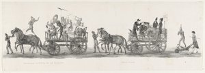 Pięć wydziałów i promocja społeczna, 1835 Symboliczne przedstawienie pięciu Wydziałów / Promocja Publiczna (tytuł na obiekcie) Indywidualne występy, na które wstępuje H.H. Uczniowie Leidsche Hoogeschool 9 lutego: 1 autorstwa Leendert Springer (I)