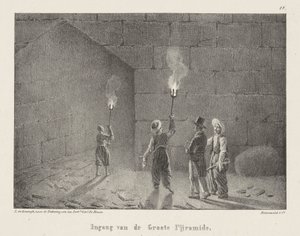 Wejście do piramidy Wejście do Wielkiej Piramidy (tytuł na obiekcie) Egipskie twarze trzecia szóstka (tytuł serii) Egipskie widoki (tytuł serii) autorstwa Leendert de Koningh