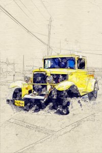 Klasyczny żółty pickup autorstwa Lembayung senja studio [Vintage Poster]