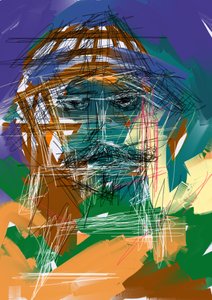 Intensywny portret abstrakcyjny