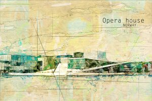 Opera w Oslo, Norwegia autorstwa Lembayung senja studio [Vintage Poster]