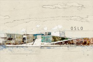 Szkic Opery w Oslo autorstwa Lembayung senja studio [Vintage Poster]