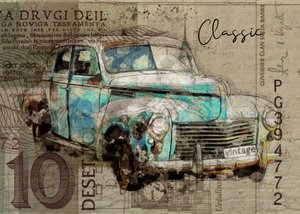 Rusty Teal – klasyczny samochód autorstwa Lembayung senja studio [Vintage Poster]
