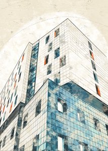 Szkic architektury miejskiej autorstwa Lembayung senja studio [Vintage Poster]