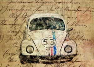 Sztuka inspirowana klasycznym modelem Beetle autorstwa Lembayung senja studio [Vintage Poster]