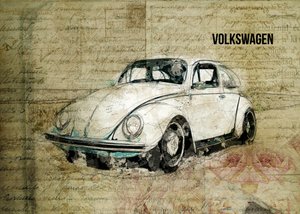 Rysunki przedstawiające klasycznego Garbusa