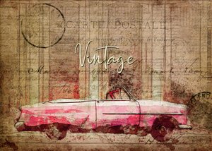 Różowy samochód w stylu vintage