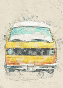Żółty kamper w stylu retro autorstwa Lembayung senja studio [Vintage Poster]