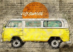 Żółty van w stylu vintage autorstwa Lembayung senja studio [Vintage Poster]