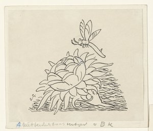 Kwiat z ważką autorstwa Leo Gestel (signed by artist)