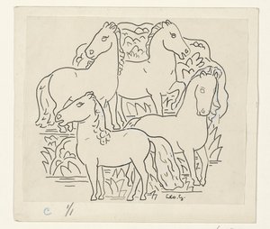Cztery konie autorstwa Leo Gestel (signed by artist)