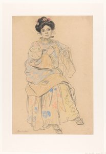 Siedząca kobieta w japońskich ubraniach autorstwa Leo Gestel (signed by artist)