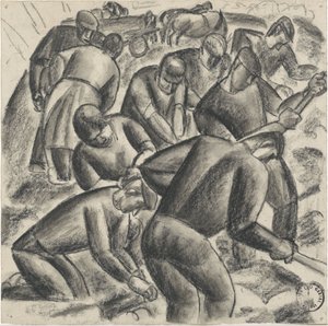 Kombajny ziemniaczane w pracy w polu autorstwa Leo Gestel