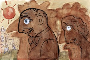 Karykatura Leo Gestela i jego żony (ok. 1891–1941) autorstwa Leo Gestela autorstwa Leo Gestel