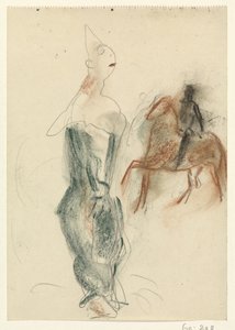 Klaun i jeździec na koniu autorstwa Leo Gestel